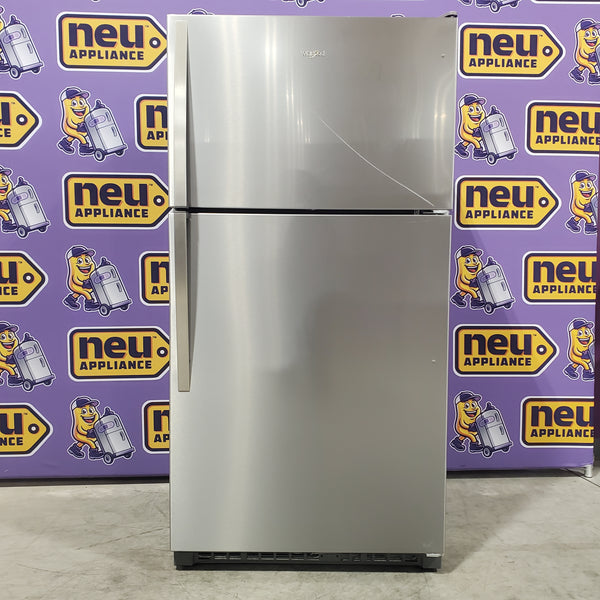 Whirlpool 33" Wide 20.5 cu. ft. Top Freezer Refrigerator with Flexi-Slide Bin in Fingerprint-Resistant Stainless Steel 3SD672 - WRT311FZDZ - Scratch & Dent (Moderate)