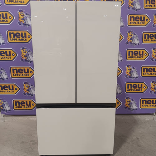 Samsung Bespoke White Glass 3 Door French Door 30 Cu. Ft. Refrigerator with Beverage Center 22131SD86 - RF30BB660012 - Scratch & Dent (Minor)