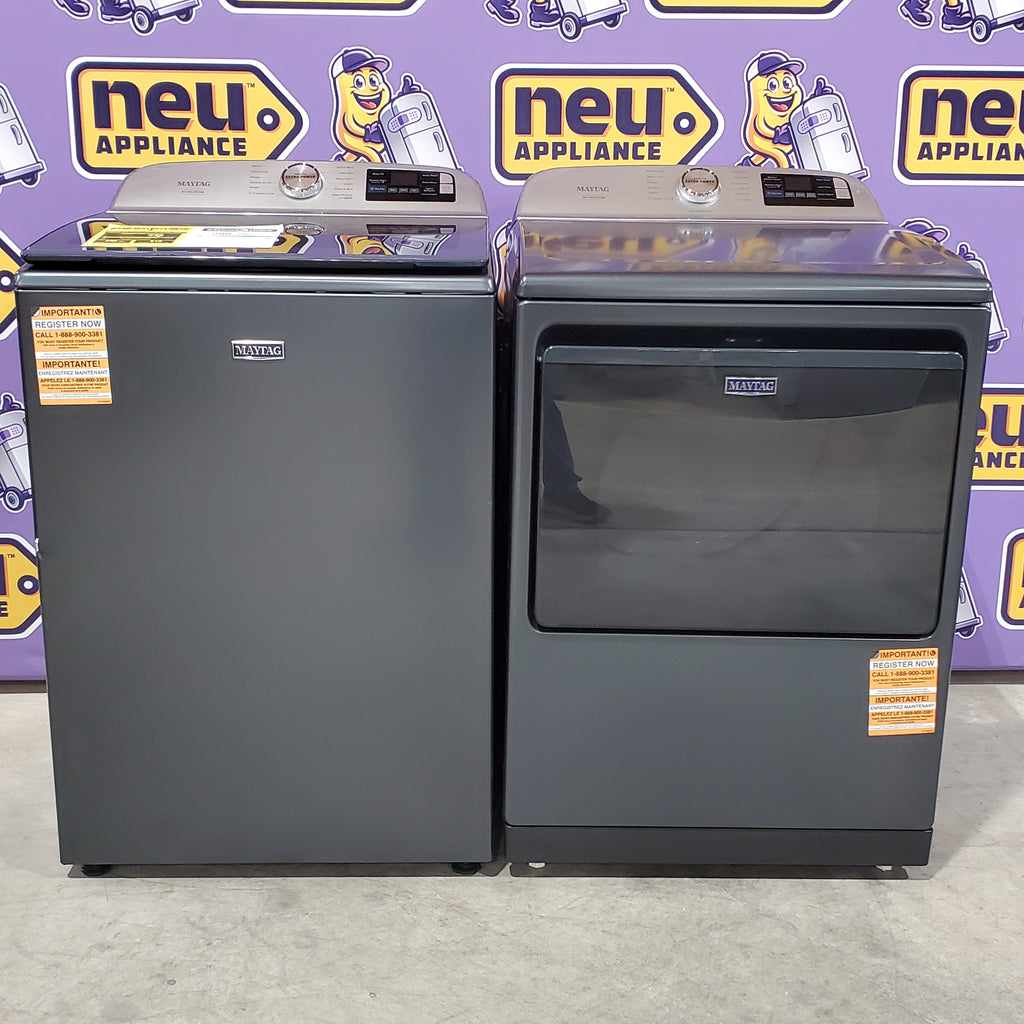 Pictures of Maytag 5.3 Cu. Ft. Pet Pro Top Load Impeller Washer with Extra Power MTW7200RF - Scratch & Dent (Minor) and Maytag 7.4 Cu. Ft. Pet Pro Top Load Electric Dryer with Sanitize Cycle 16126 - MED7205RF - Scratch & Dent (Minor) - Neu Appliance Outlet - Discount Appliance Outlet in Austin, Tx