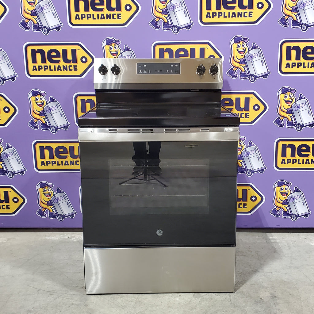 Pictures of GE® Stainless Steel ENERGY STAR® Free-Standing Electric Range with 4 Burner Radiant Cooktop 24SD037 - GRF400SVSS - Open Box - Neu Appliance Outlet - Discount Appliance Outlet in Austin, Tx