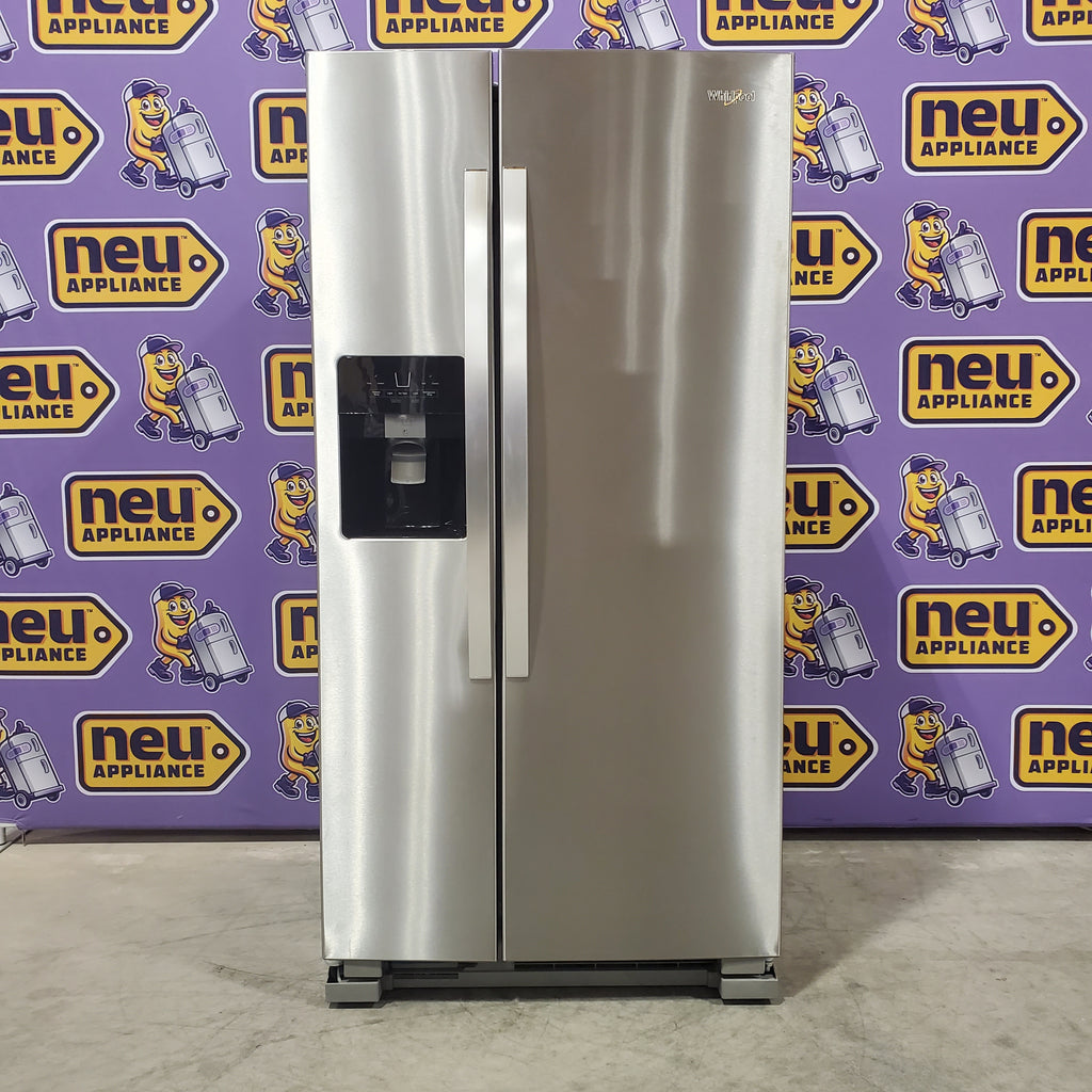 Whirlpool 33" Wide Side by Side 21 Cu. Ft. Refrigerator with Can Caddy and Frameless Glass Shelves in Fingerprint Resistant Stainless Steel 3SD668 - WRS321SDHZ - Open Box