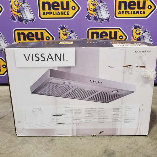 Vissani Lora 350 CFM Convertible T-Shape Wall Mount Range Hood in Stainless Steel with Charcoal Filters and LED Lighting 25132SD377 - 1008 463 851 - Open Box