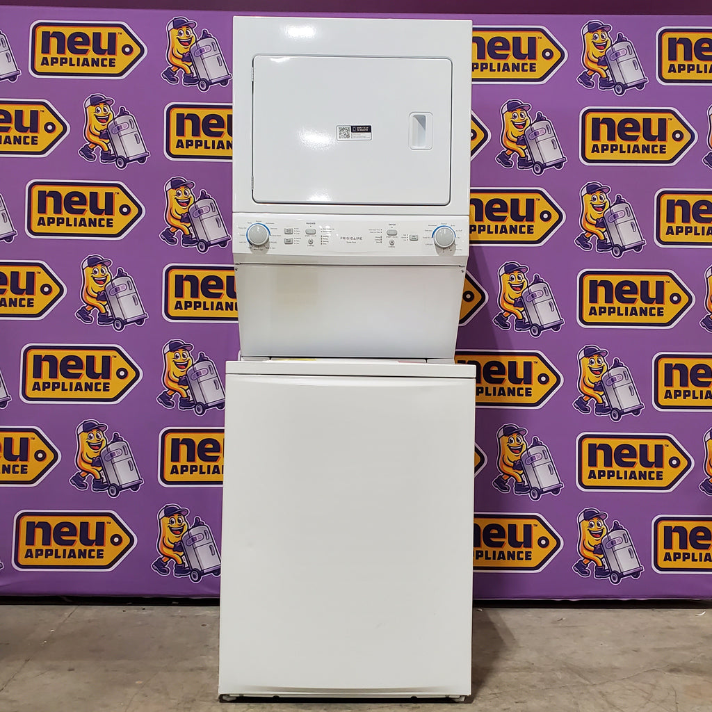 Frigidaire Electric Long Vent Stacked Laundry Center - 3.9 Cu. Ft Washer and 5.5 Cu. Ft. Dryer 4SD482 - FLCE7523AW - Scratch & Dent (Minor)