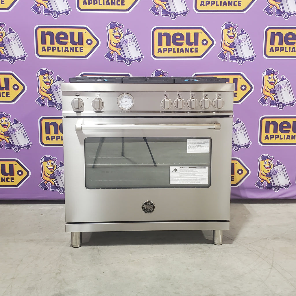 Pictures of Bertazzoni 36" Wide Freestanding Dual Fuel Range with 5 Sealed Burners and 5.9 Cu. Ft. Oven Capacity MAST365DFMXE - Open Box - Neu Appliance Outlet - Discount Appliance Outlet in Austin, Tx
