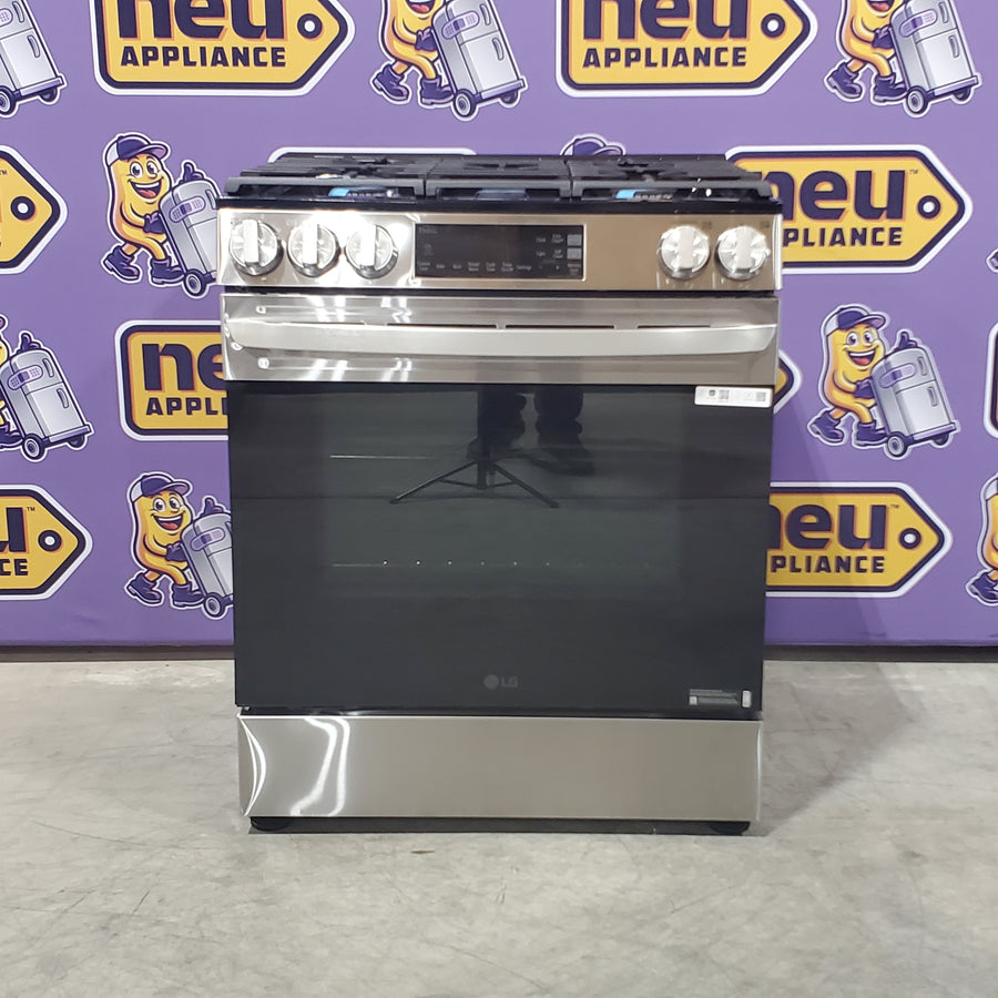 LG 5.8 cu. ft. Gas Single OvenSlide-in Range, EasyClean® plus Self Clean, ThinQ™ in Printproof™ StainlessSteel 3SD696 - LSGL5831F - Open Box