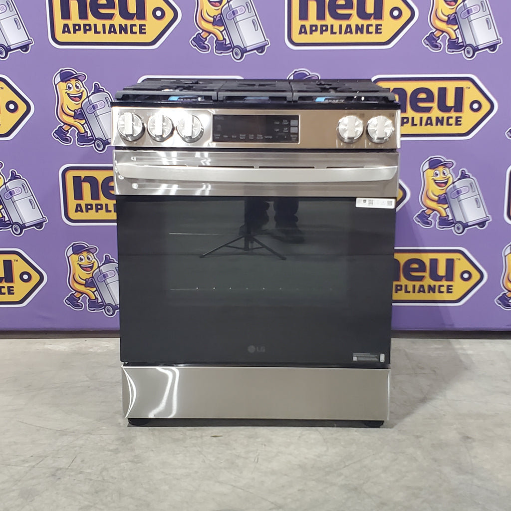 Pictures of LG 5.8 cu. ft. Gas Single OvenSlide-in Range, EasyClean® plus Self Clean, ThinQ™ in Printproof™ StainlessSteel 3SD696 - LSGL5831F - Open Box - Neu Appliance Outlet - Discount Appliance Outlet in Austin, Tx