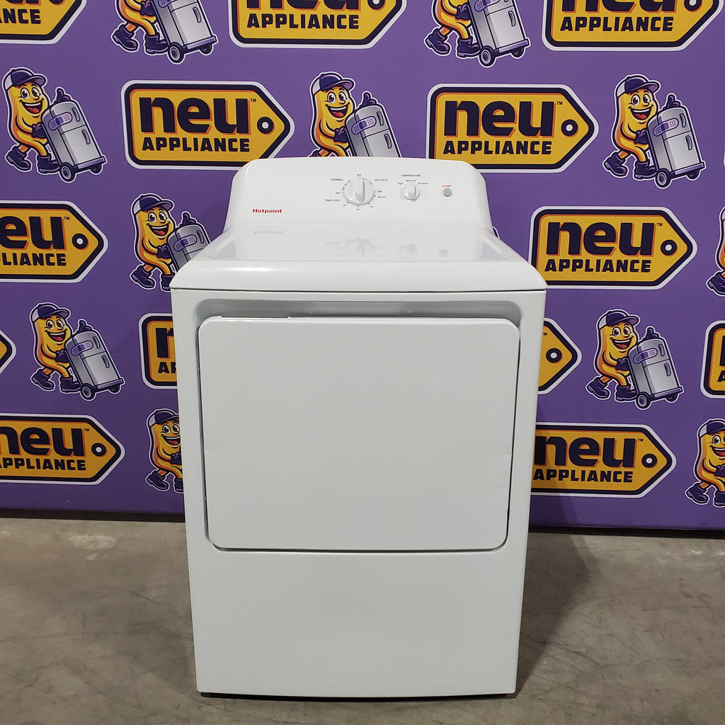 Hotpoint® 4.0 cu. ft. Capacity Washer with Cold Plus and Water Level Control HTW265ASWWW - Scratch & Dent (Major) and Hotpoint 6.2 cu. ft. Capacity Electric Dryer with Up To 120 ft. Venting and Shallow Depth 16184 - HTX26EASWWW - Scratch & Dent (Minor)