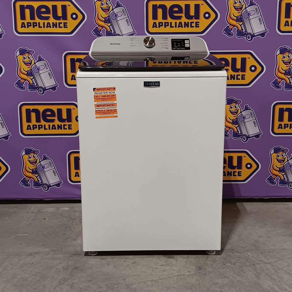 Pictures of Maytag Top Load 4.8 cu ft Washer with Deep Fill and Slow-Close Glass Lid MVW6200KW - Scratch & Dent (Minor) and Maytag 7.0 cu ft Electric Dryer with Moisture Sensing and Quick Dry Cycle 16156 - MED6200KW - Open Box - Neu Appliance Outlet - Discount Appliance Outlet in Austin, Tx