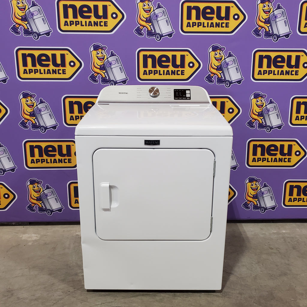Pictures of Maytag Top Load 4.8 cu ft Washer with Deep Fill and Slow-Close Glass Lid MVW6200KW - Scratch & Dent (Minor) and Maytag 7.0 cu ft Electric Dryer with Moisture Sensing and Quick Dry Cycle 16213 - MED6200KW - Scratch & Dent (Moderate) - Neu Appliance Outlet - Discount Appliance Outlet in Austin, Tx