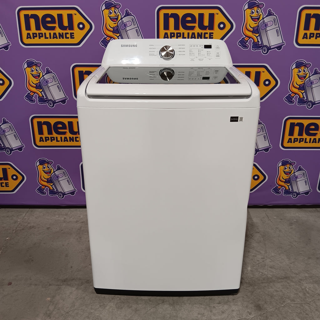 Pictures of Samsung 4.5 cu. ft. Top Load Washer with Vibration Reduction Technology+ in White WA45T3200AW - Scratch & Dent (Minor) and Samsung 7.2 cu. ft. Electric Dryer with Sensor Dry in White 16251 - DVE45T3200W - Open Box - Neu Appliance Outlet - Discount Appliance Outlet in Austin, Tx