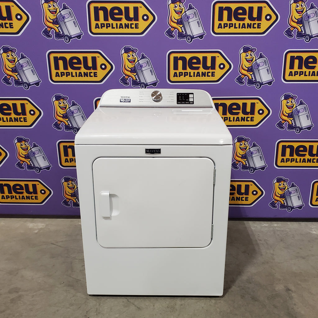 Pictures of Maytag Top Load 4.8 cu ft Washer with Deep Fill and Slow-Close Glass Lid MVW6200KW - Scratch & Dent (Minor) and Maytag 7.0 cu ft Electric Dryer with Moisture Sensing and Quick Dry Cycle 16173 - MED6200KW - Scratch & Dent (Minor) - Neu Appliance Outlet - Discount Appliance Outlet in Austin, Tx