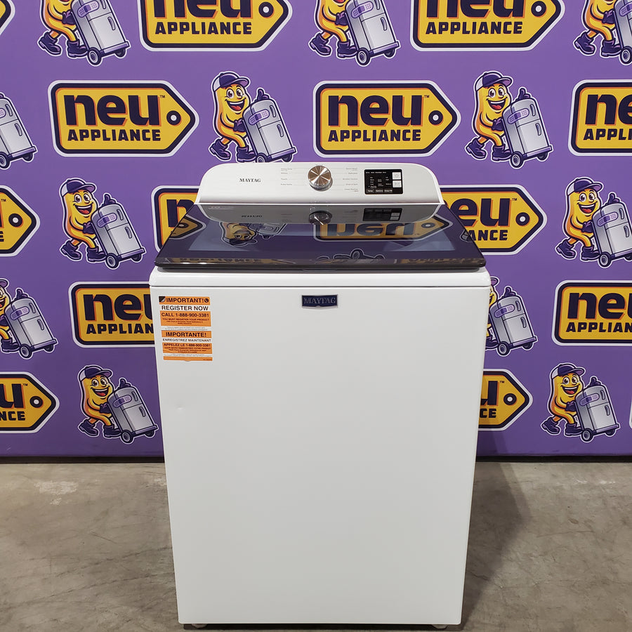 Maytag Top Load 4.8 cu ft Washer with Deep Fill and Slow-Close Glass Lid MVW6200KW - Scratch & Dent (Minor) and Maytag 7.0 cu ft Electric Dryer with Moisture Sensing and Quick Dry Cycle 16244 - MED6200KW - Scratch & Dent (Minor)