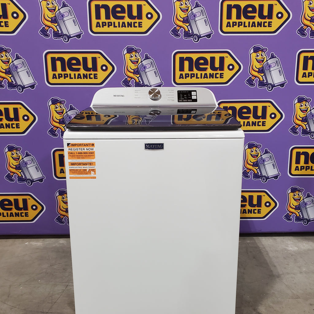 Pictures of Maytag Top Load 4.8 cu ft Washer with Deep Fill and Slow-Close Glass Lid MVW6200KW - Scratch & Dent (Minor) and Maytag 7.0 cu ft Electric Dryer with Moisture Sensing and Quick Dry Cycle 16168 - MED6200KW - Scratch & Dent (Minor) - Neu Appliance Outlet - Discount Appliance Outlet in Austin, Tx