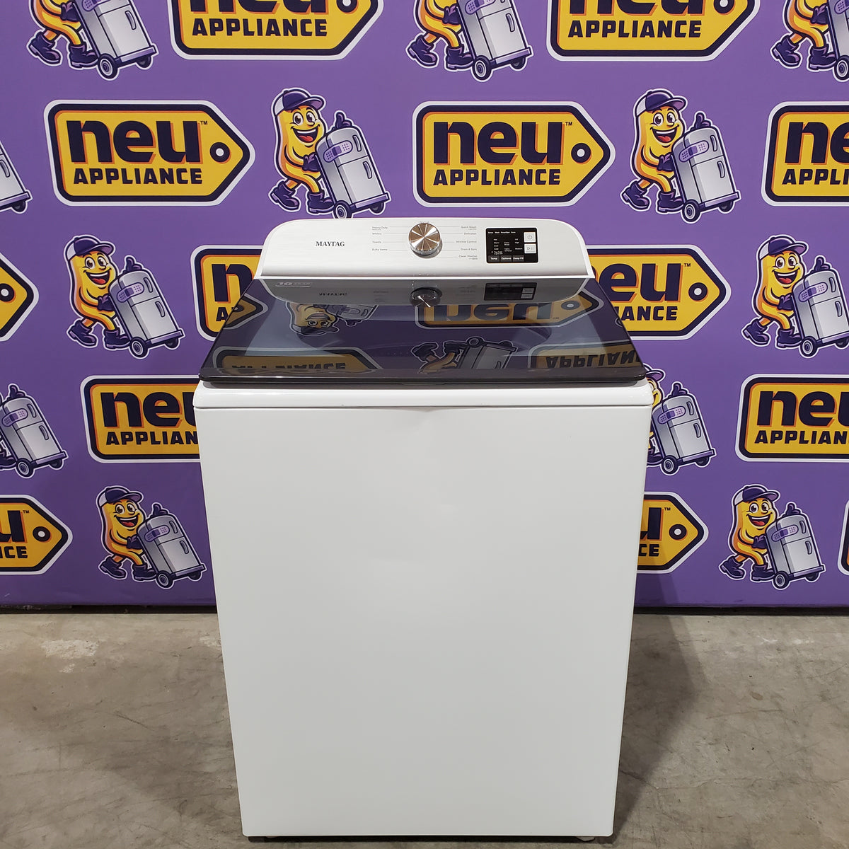 Maytag Top Load 4.8 cu ft Washer with Deep Fill and Slow-Close Glass Lid MVW6200KW - Scratch & Dent (Moderate) and Maytag 7.0 cu ft Electric Dryer with Moisture Sensing and Quick Dry Cycle T8712 - MED6200KW - Scratch & Dent (Moderate)