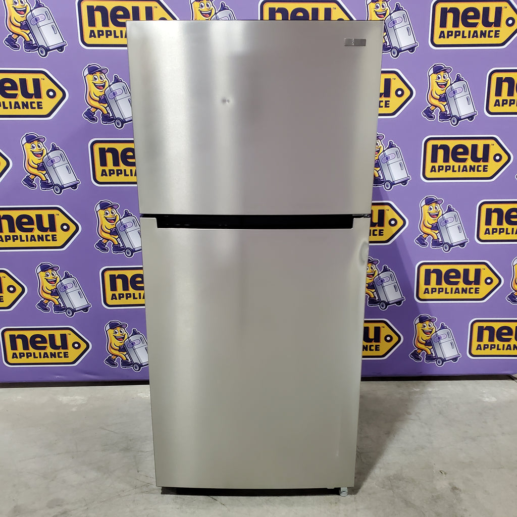 Pictures of Vissani 18.1 cu. ft. Top Freezer Refrigerator in Fingerprint Resistant Stainless Steel Look, Garage Ready 251312SD972 - MDTF18SSR5 - Scratch & Dent (Moderate) - Neu Appliance Outlet - Discount Appliance Outlet in Austin, Tx