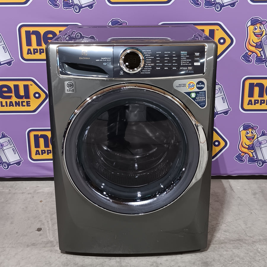 Electrolux Titanium Front Load 600 Series 4.5 Cu. Ft. Washer with Smartboost ELFW7637AT - Scratch & Dent (Moderate) and Electrolux 8 cu. ft. vented Front Load Stackable 600 Series Electric Dryer with LuxCare Dry 16248 - ELFE7637AT - Scratch & Dent (Minor)