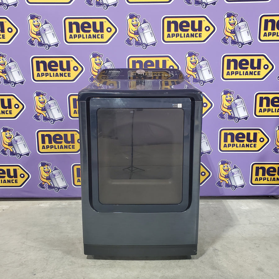Samsung Stainless Steel 5.0 Cu. Ft. Washer with SuperSpeed and Active WaterJet WA50R5400AV - Certified Refurbished and Samsung Electric 7.4 Cu. Ft. Dryer with PetCare Dry and Steam Sanitize+ DVE54CG7150D - Scratch and Dent (Moderate)