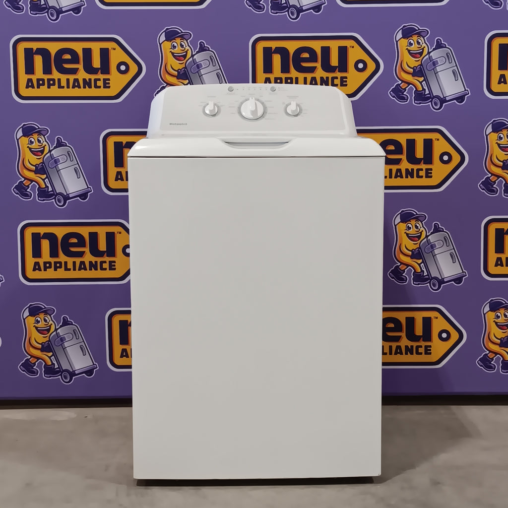 Pictures of Hotpoint White Top Load 3.8 Cu. Ft. Washer with Stainless Steel Basket and Heavy Duty Agitator HTW240ASKWS - Certified Refurbished - Neu Appliance Outlet - Discount Appliance Outlet in Austin, Tx