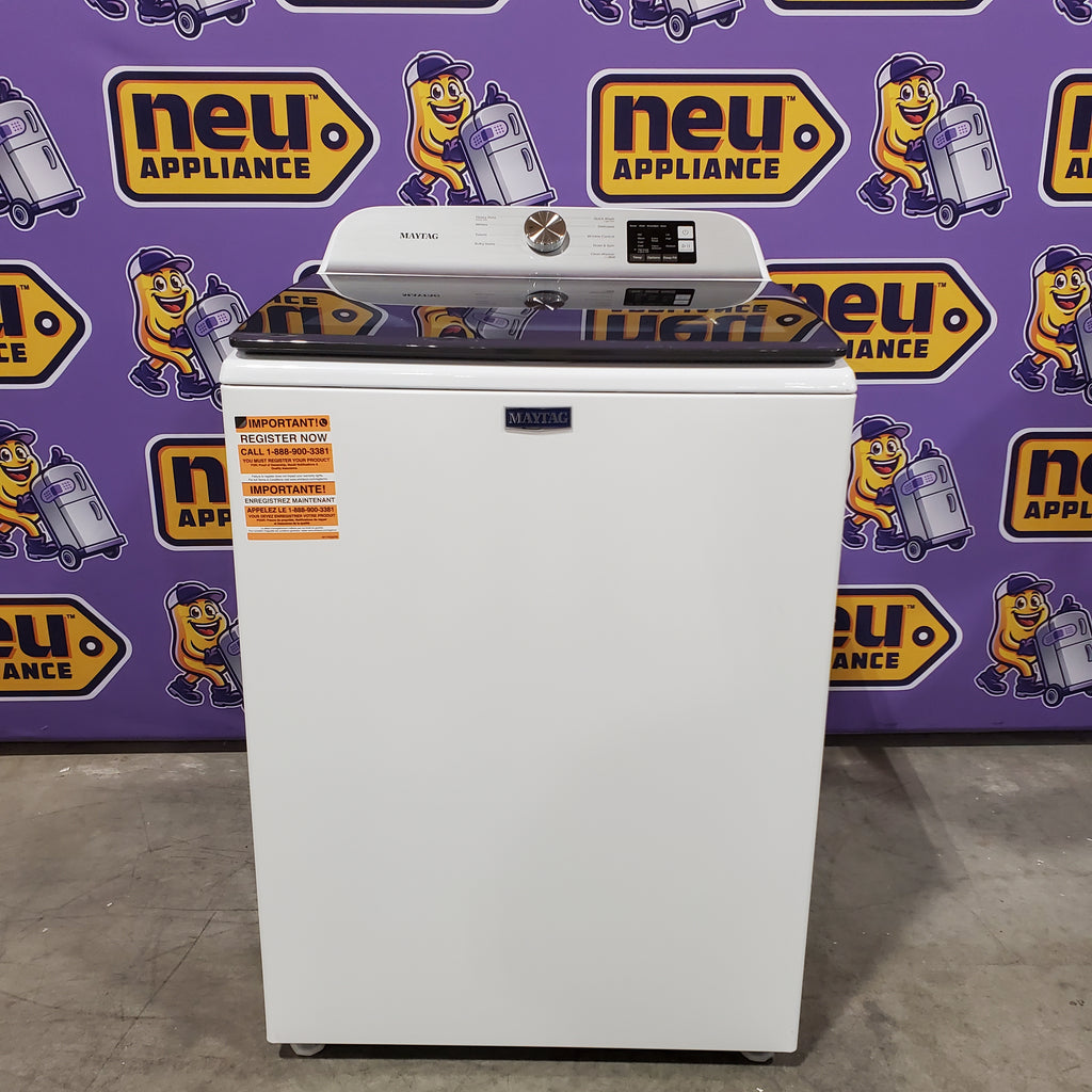 Pictures of Maytag Top Load 4.8 cu ft Washer with Deep Fill and Slow-Close Glass Lid MVW6200KW - Scratch & Dent (Minor) and Maytag 7.0 cu ft Electric Dryer with Moisture Sensing and Quick Dry Cycle 16165 - MED6200KW - Scratch & Dent (Minor) - Neu Appliance Outlet - Discount Appliance Outlet in Austin, Tx