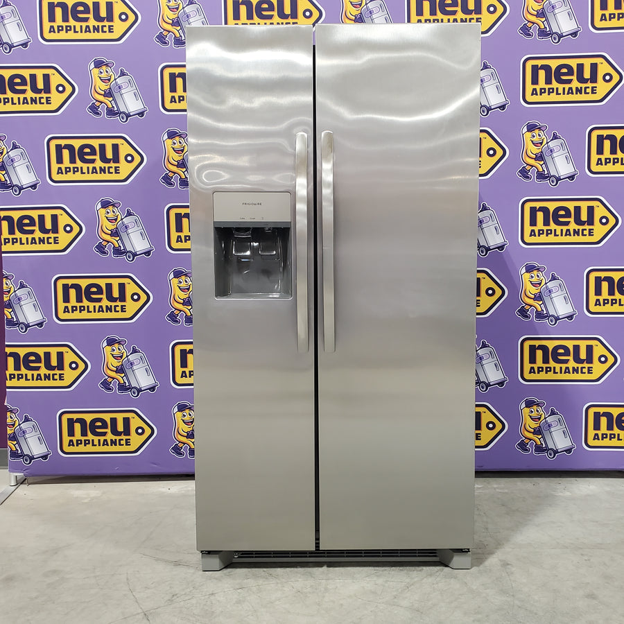 Frigidaire 25.6 cu. ft. ENERGY STAR Side by Side Refrigerator with Exterior Water and Ice Dispenser in Stainless Steel FRSS2623AS - Open Box