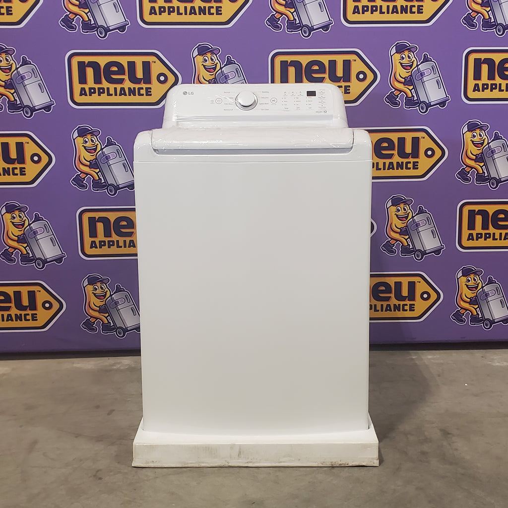 LG White Top Load 4.5 Cu. Ft. Washer with NeveRust Drum and TurboDrum Technology WT7000CW - New in Box and LG 7.3 cu. ft. Ultra Large High Efficiency Electric Dryer in White 16067 - DLE7000W - Scratch & Dent (Minor)