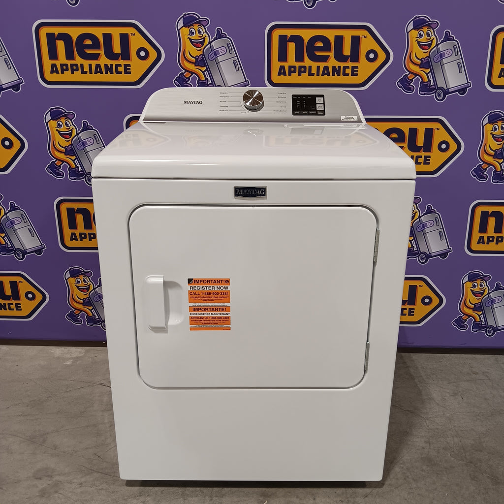 Pictures of Maytag Top Load 4.8 cu ft Washer with Deep Fill and Slow-Close Glass Lid MVW6200KW - Open Box and Maytag 7.0 cu ft Electric Dryer with Moisture Sensing and Quick Dry Cycle 16169 - MED6200KW - Scratch & Dent (Minor) - Neu Appliance Outlet - Discount Appliance Outlet in Austin, Tx