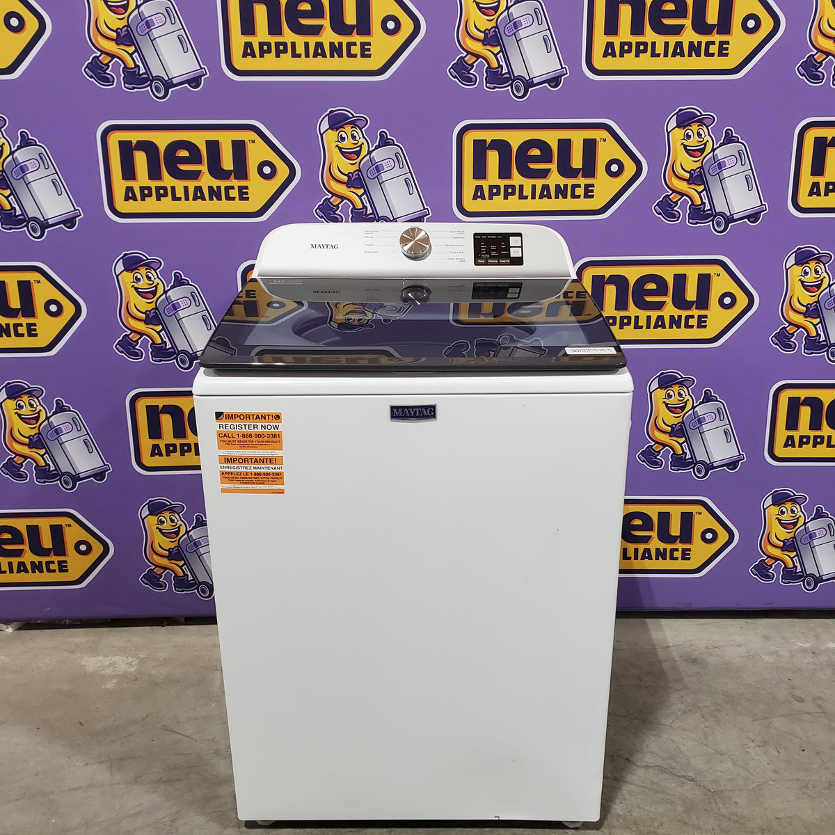 Maytag Top Load 4.8 cu ft Washer with Deep Fill and Slow-Close Glass Lid 30133SD153 - MVW6200KW - Scratch & Dent (Minor)