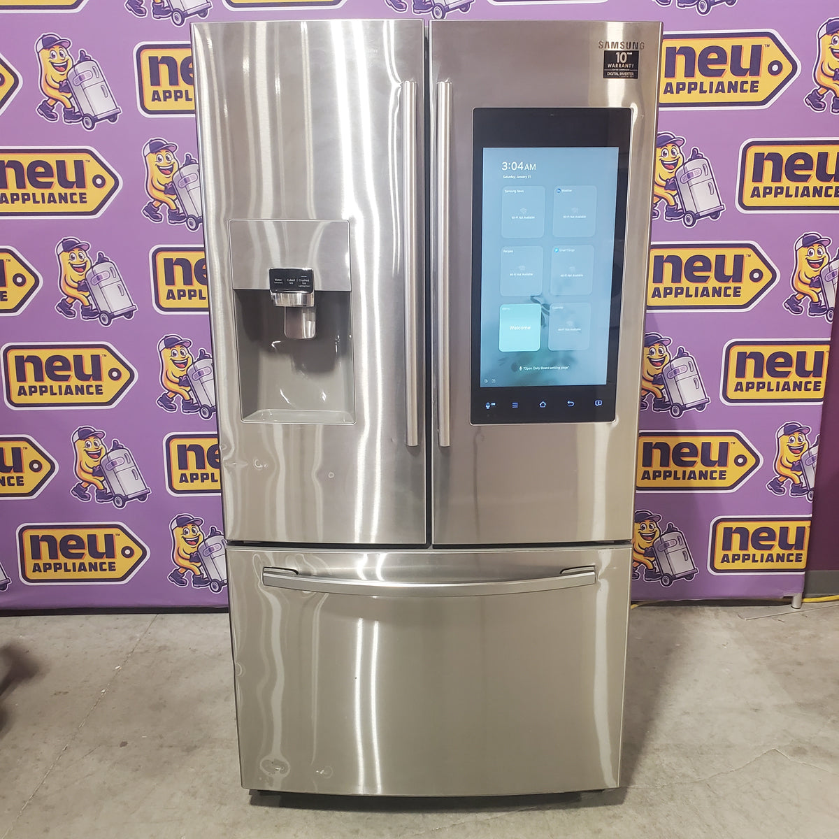 Samsung French Door with Family Hub, 24.2 cu. ft in Stainless Steel RF265BEAESR - Scratch & Dent (Major)
