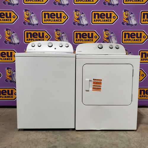 Whirlpool 3.8–3.9 Cu. Ft.  Top Load Washer with 2 in 1 Removable Agitator and Soil Level Selection WTW4957PW - Open Box and Whirlpool 7-cu ft Vented Electric Dryer 16050 - WGD4815EW - Scratch & Dent (Minor)