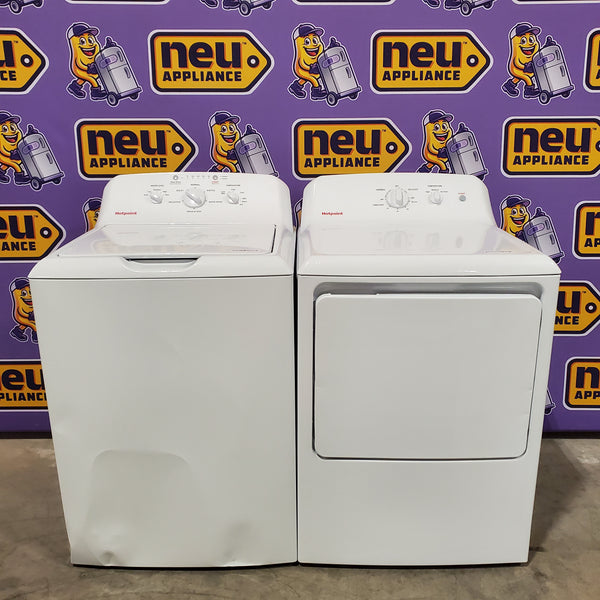 Hotpoint® 4.0 cu. ft. Capacity Washer with Cold Plus and Water Level Control HTW265ASWWW - Scratch & Dent (Major) and Hotpoint 6.2 cu. ft. Capacity Electric Dryer with Up To 120 ft. Venting and Shallow Depth 16184 - HTX26EASWWW - Scratch & Dent (Minor)