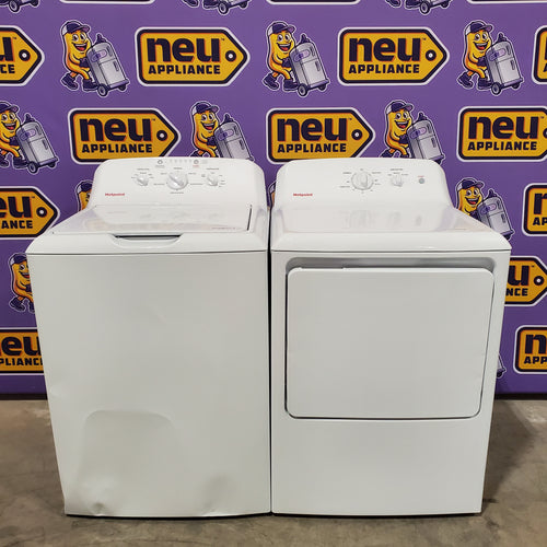 Hotpoint® 4.0 cu. ft. Capacity Washer with Cold Plus and Water Level Control HTW265ASWWW - Scratch & Dent (Major) and Hotpoint 6.2 cu. ft. Capacity Electric Dryer with Up To 120 ft. Venting and Shallow Depth 16184 - HTX26EASWWW - Scratch & Dent (Minor)