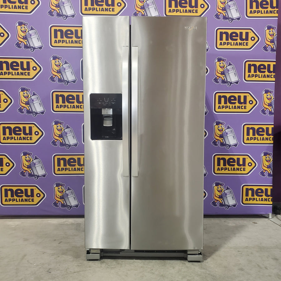 Whirlpool 33 Inch Wide Side by Side 21 Cu. Ft. Refrigerator with Can Caddy and Frameless Glass Shelves in Fingerprint Resistant Stainless Steel 5SD194 - WRS321SDHZ - Scratch and Dent (Moderate)