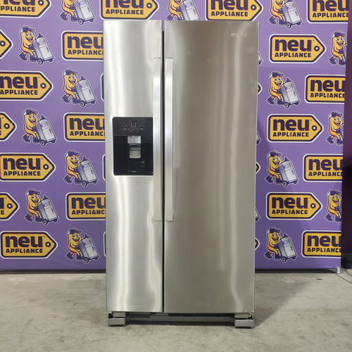 Whirlpool 33 Inch Wide Side by Side 21 Cu. Ft. Refrigerator with Can Caddy and Frameless Glass Shelves in Fingerprint Resistant Stainless Steel 5SD194 - WRS321SDHZ - Scratch and Dent (Moderate)