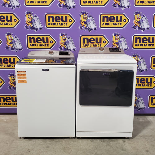 Maytag 4.7 cu. ft. Smart Top Load Washing Machine with Deep Fill Option MVW6230HW - Scratch & Dent (Minor) and  Maytag 7.4 cu. ft. Electric Steam Dryer with Extra Power Button 16076 - MED7230HW - Scratch & Dent (Minor)