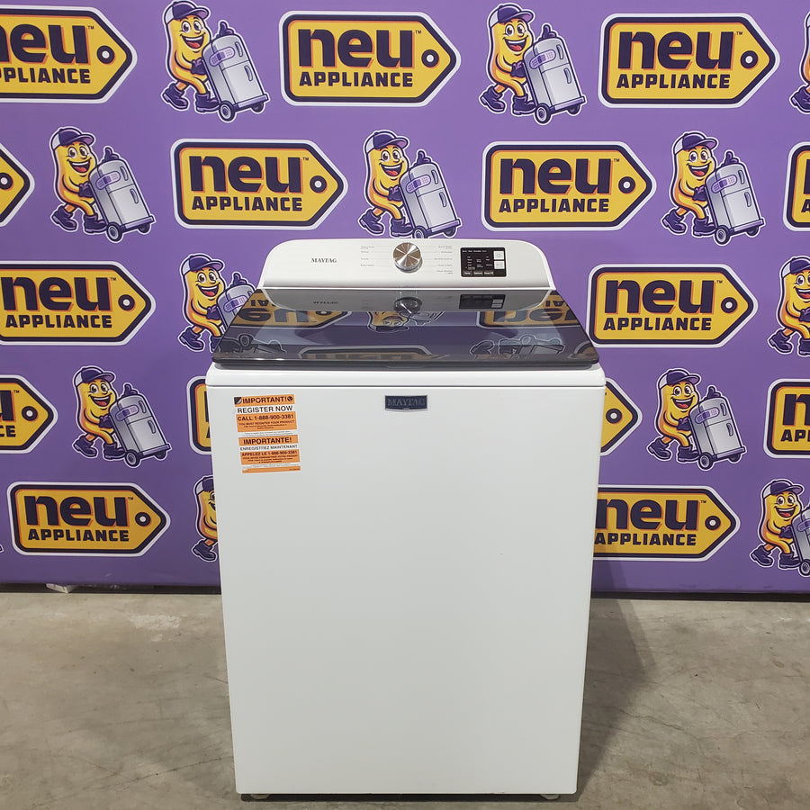 Maytag Top Load 4.8 cu ft Washer with Deep Fill and Slow-Close Glass Lid MVW6200KW - Scratch & Dent (Minor) and Maytag 7.0 cu ft Electric Dryer with Moisture Sensing and Quick Dry Cycle 16213 - MED6200KW - Scratch & Dent (Moderate)