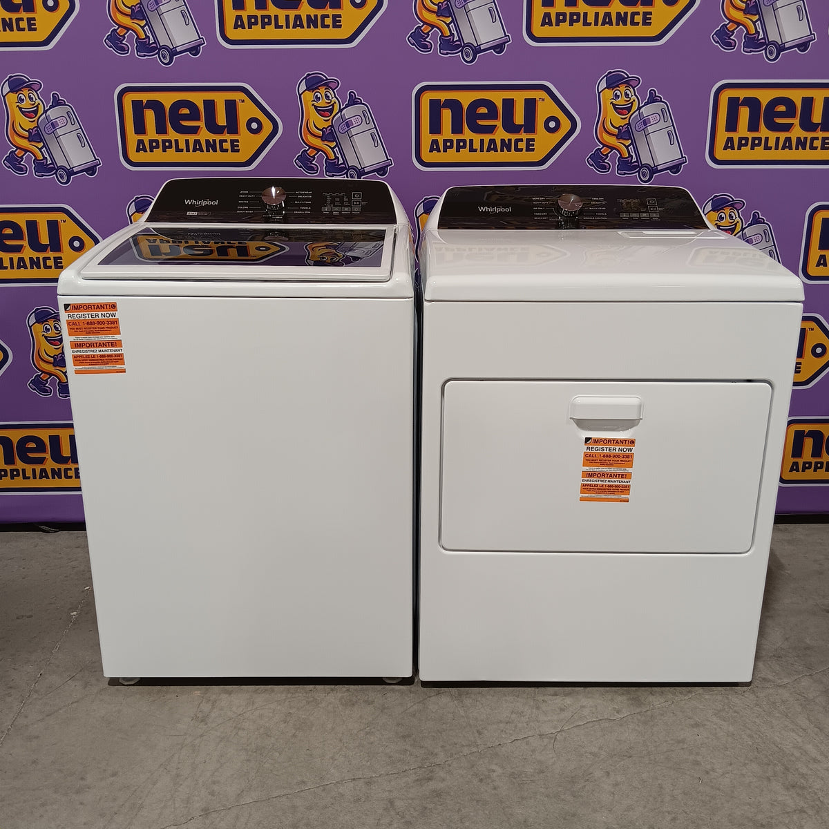 Whirlpool Top Load 4.7 Cu. Ft. Washer in White with 2-in-1 Removable Agitator WTW5057LW - Scratch & Dent - Minor and Whirlpool 7.0 cu. ft. Electric Dryer with Hamper Door 16247 - WED5010LW - Open Box