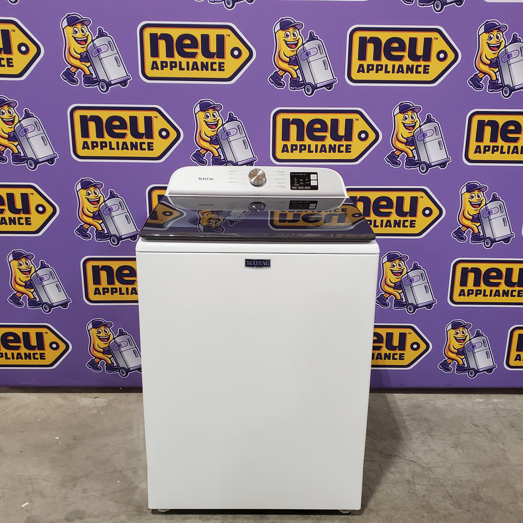 Pictures of Maytag Top Load 4.8 cu ft Washer with Deep Fill and Slow-Close Glass Lid MVW6200KW - Scratch & Dent (Minor) and Maytag 7.0 cu ft Electric Dryer with Moisture Sensing and Quick Dry Cycle 30132SD82 - MED6200KW - Scratch & Dent (Minor) - Neu Appliance Outlet - Discount Appliance Outlet in Austin, Tx