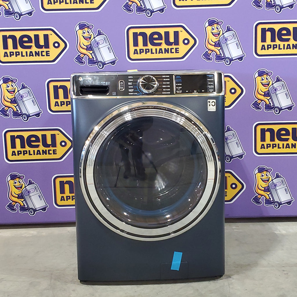 Pictures of GE Profile 5.3 cu. ft. Smart Front Load ENERGY STAR Washer with OdorBlock UltraFresh Vent System and Microban Technology in Sapphire Blue PFW870SPVRS - New in Box - Neu Appliance Outlet - Discount Appliance Outlet in Austin, Tx