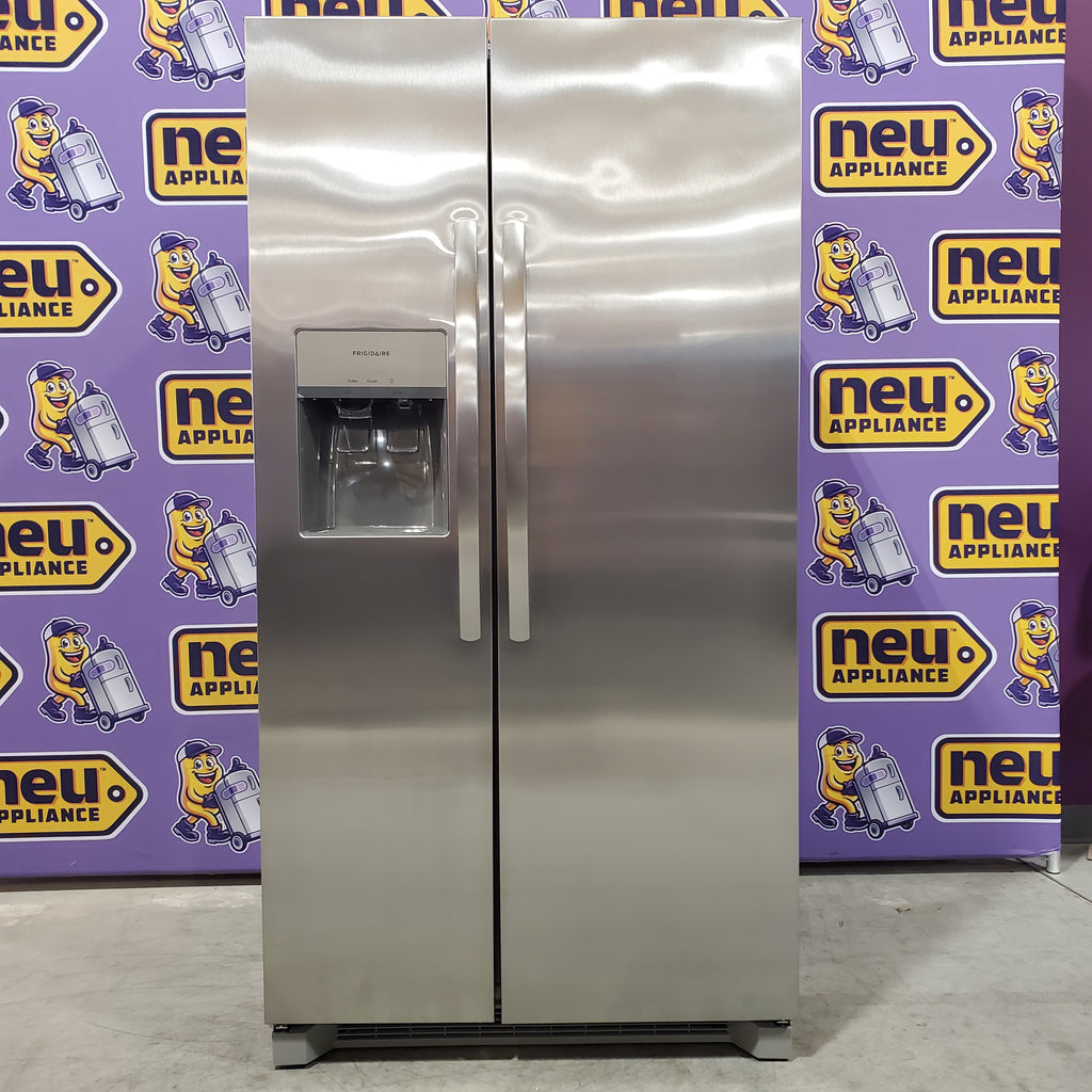 Frigidaire 25.6 cu. ft. ENERGY STAR Side by Side Refrigerator with Exterior Water and Ice Dispenser in Stainless Steel 3SD265 - FRSS2623AS - Scratch & Dent (Major)