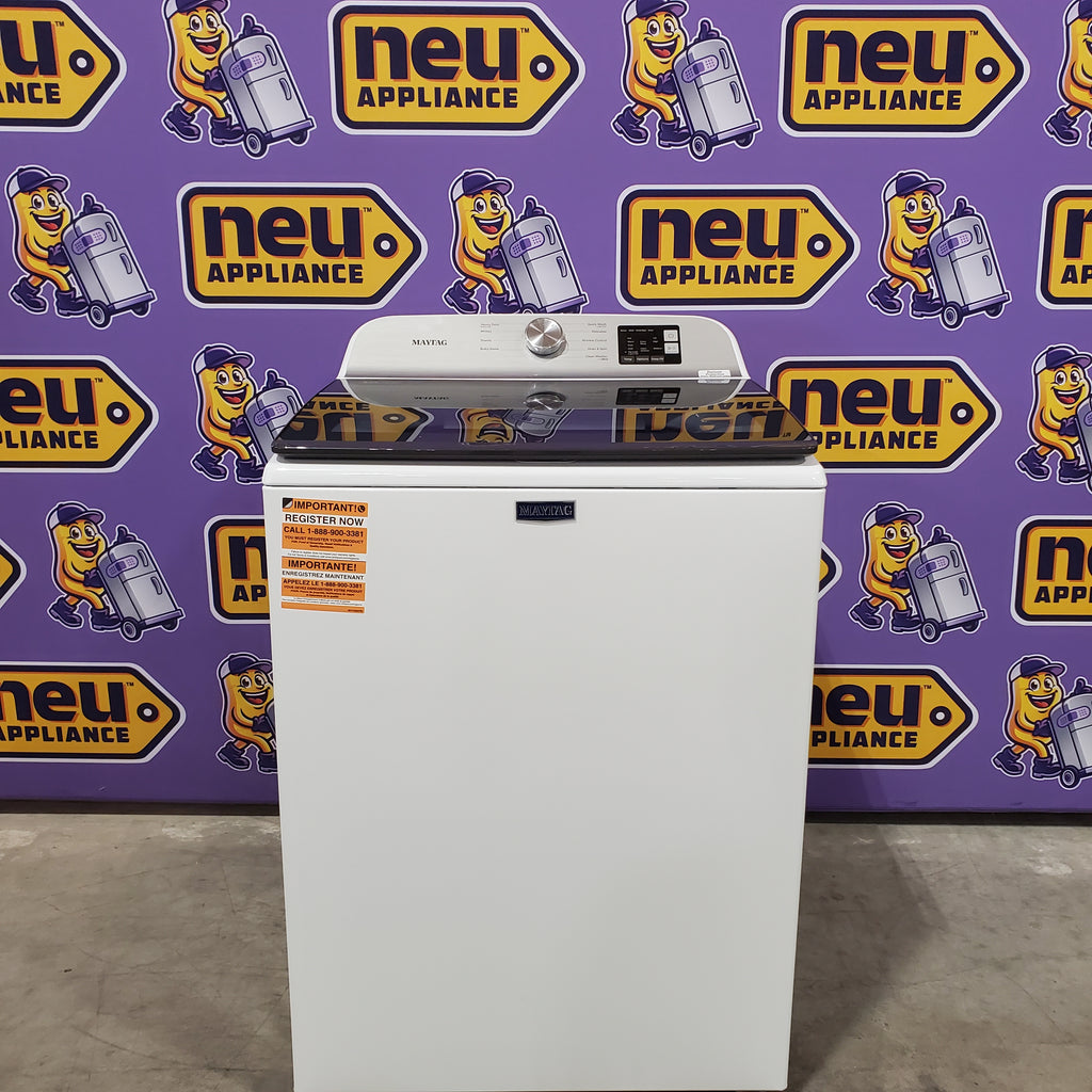 Pictures of Maytag Top Load 4.8 cu ft Washer with Deep Fill and Slow-Close Glass Lid MVW6200KW - Scratch & Dent (Minor) and Maytag 7.0 cu ft Electric Dryer with Moisture Sensing and Quick Dry Cycle 16173 - MED6200KW - Scratch & Dent (Minor) - Neu Appliance Outlet - Discount Appliance Outlet in Austin, Tx