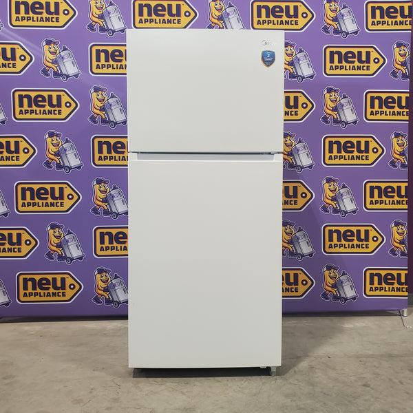 Midea Fingerprint Resistant 20.5-cu ft Top-Freezer Refrigerator ( White ) Garage Ready ENERGY STAR Certified-MRT21D3BWW-Scratch and Dent(Minor)
