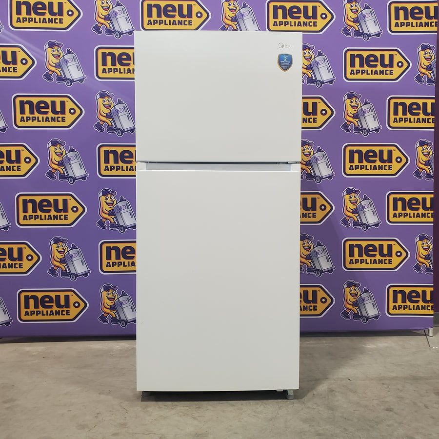 Midea Fingerprint Resistant 20.5-cu ft Top-Freezer Refrigerator ( White ) Garage Ready ENERGY STAR Certified-MRT21D3BWW-Scratch and Dent(Minor)