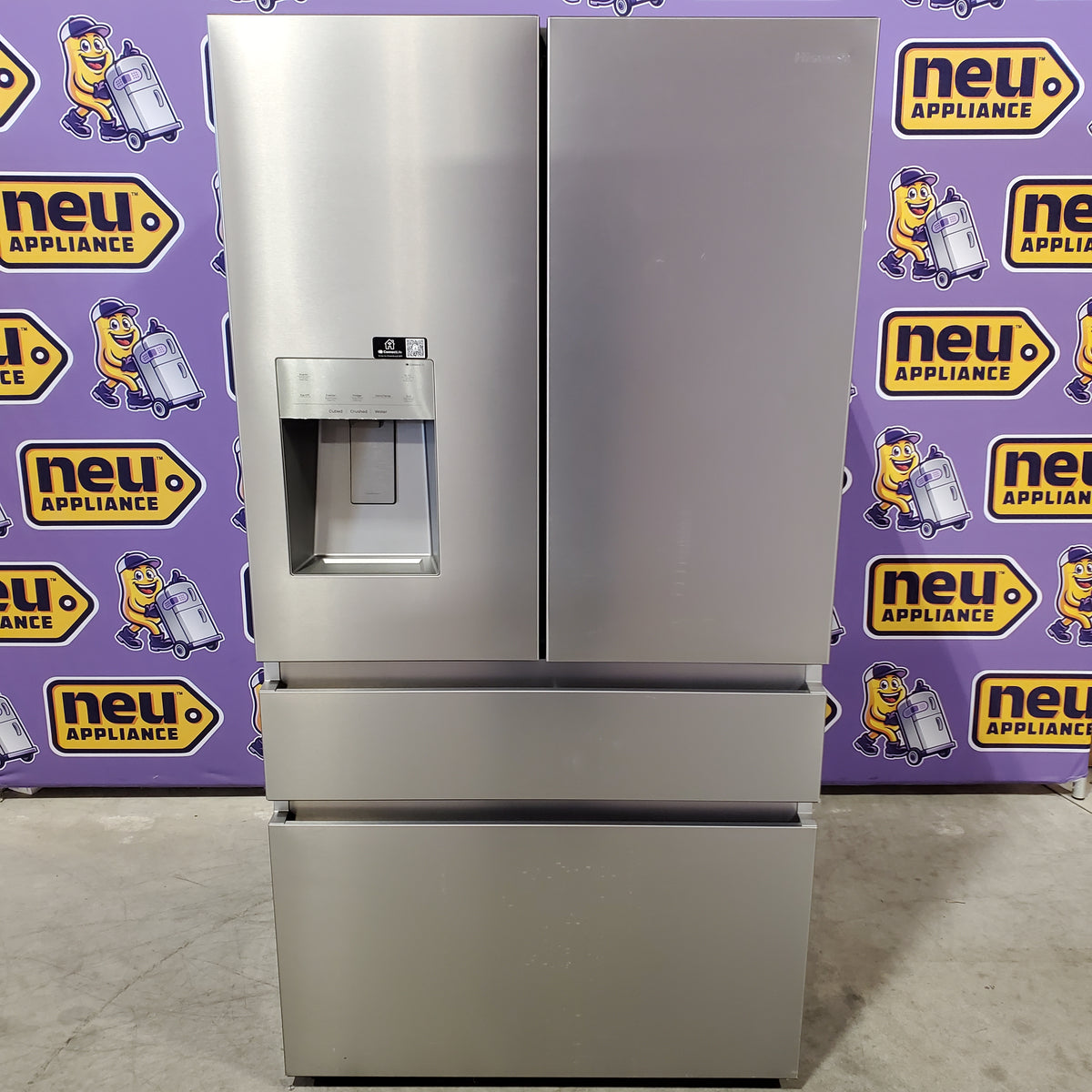Hisense PureFlat 25.6-cu ft 4-Door Smart French Door ENERGY STAR Refrigerator in Stainless Steel with Ice Maker, Water and Ice Dispenser 22131SD103 - HRM260N6TSE - Scratch & Dent (Minor)