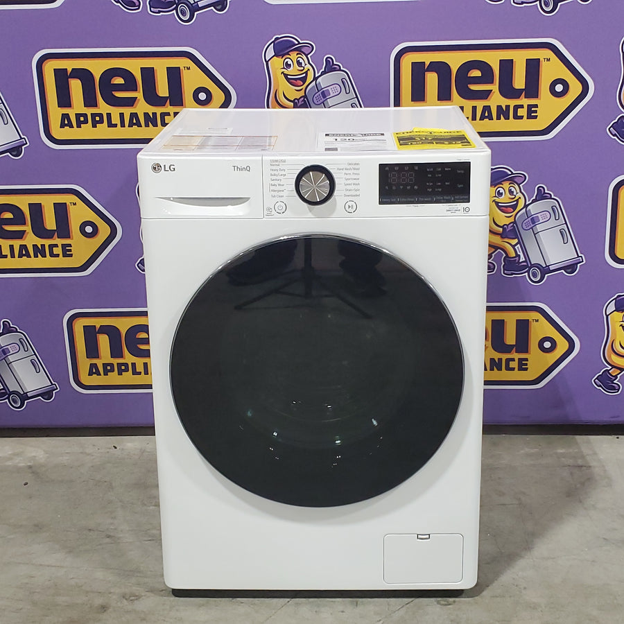 LG 2.4 cu.ft. Compact Front Load Washer with Built-In Intelligence WM1455HWA - Open Box and LG 4.2 cu.ft. Smart wi-fi Enabled Compact Front Load Dryer with Dual Inverter HeatPump™ Technology 16214 - DLHC1455W - Scratch & Dent (Minor)