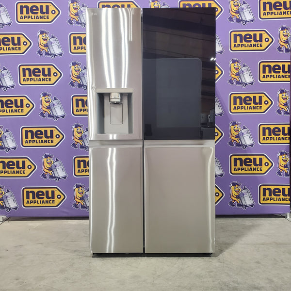 LG ENERGY STAR 27 cu. ft. Side by Side Refrigerator with Edge-to-Edge InstaView in Print Proof Stainless Steel - 3SD499 - LRSOS2706S - Scratch & Dent - Minor