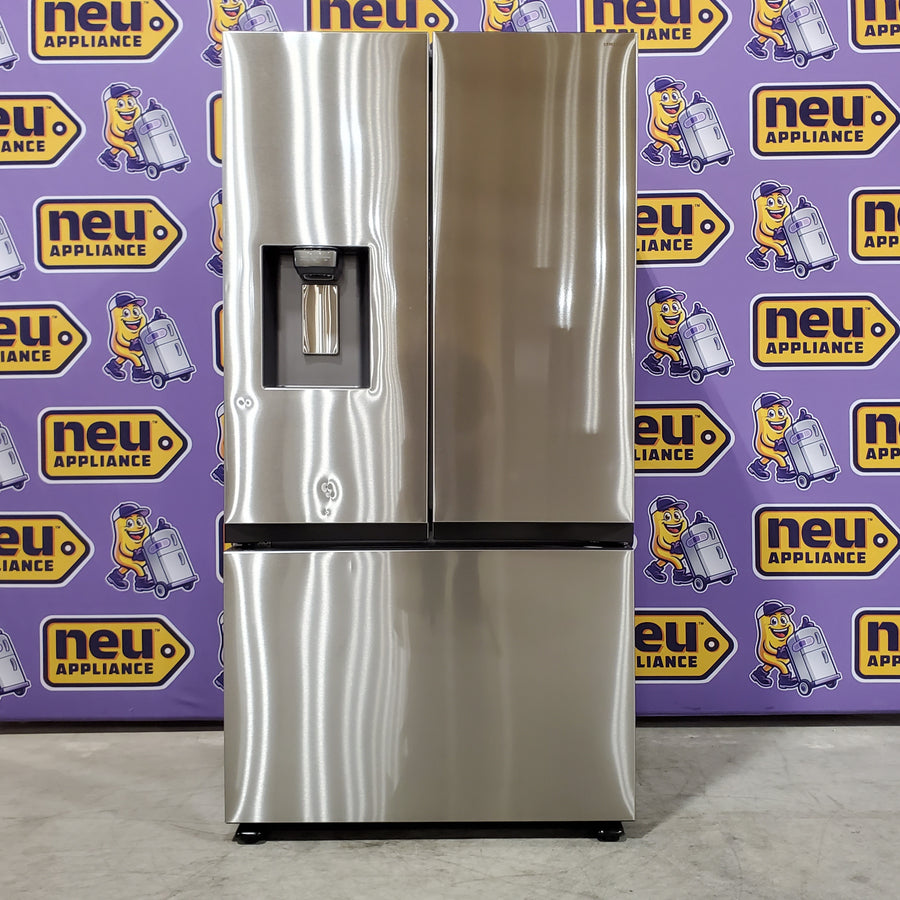 Samsung 26 cu. ft. Counter Depth Mega Capacity 3-Door Stainless Steel French Door Refrigerator with External Water and Ice Dispenser 4SD421 - RF27CG5B10SRAA - Scratch & Dent - Minor