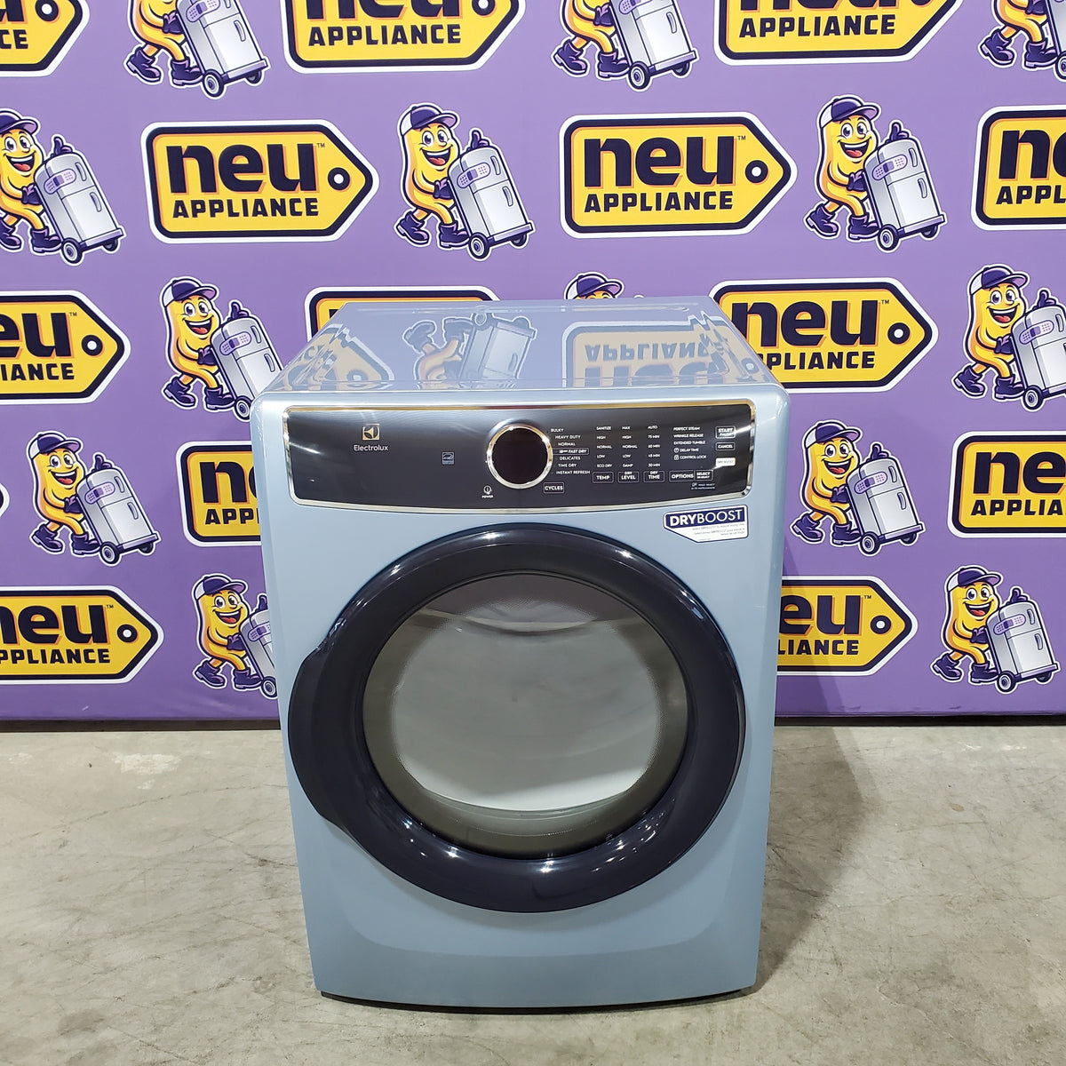 Electrolux Glacier Blue 400 Series Electric 8.0 Cu. Ft. Dryer with Perfect Steam Option and Extended Tumble 22136SD254 - ELFE7437AG - Open Box