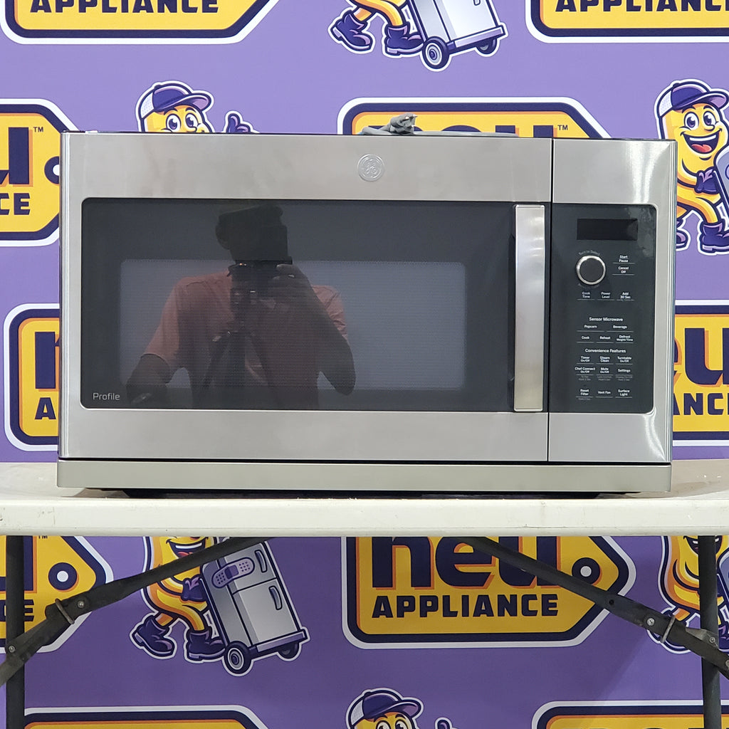 Pictures of GE Profile Stainless Steel Over the Range 2.2 Cu. Ft. Sensor Microwave Oven with Extendable Slide Out Vent and Steam Clean PVM9225SRSS - Open Box - Neu Appliance Outlet - Discount Appliance Outlet in Austin, Tx