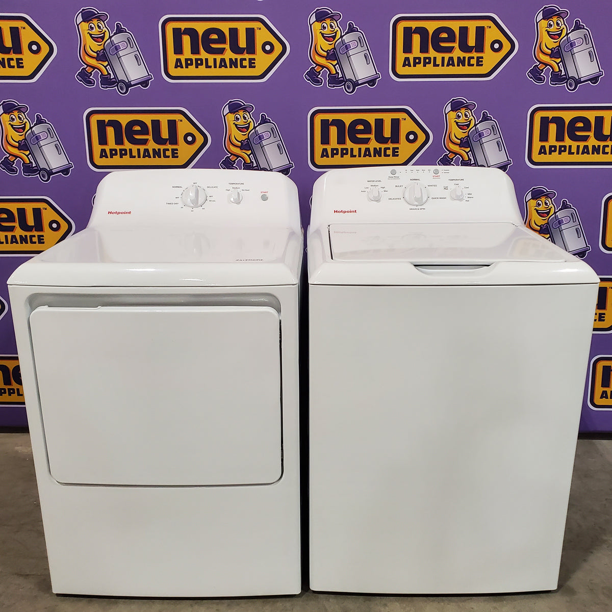 Hotpoint® 4.0 cu. ft. Capacity Washer with Cold Plus and Water Level Control HTW265ASWWW - Scratch & Dent (Minor) and Hotpoint 6.2 cu. ft. Capacity Electric Dryer with Up To 120 ft. Venting and Shallow Depth 16180 - HTX26EASWWW - Scratch & Dent (Minor)