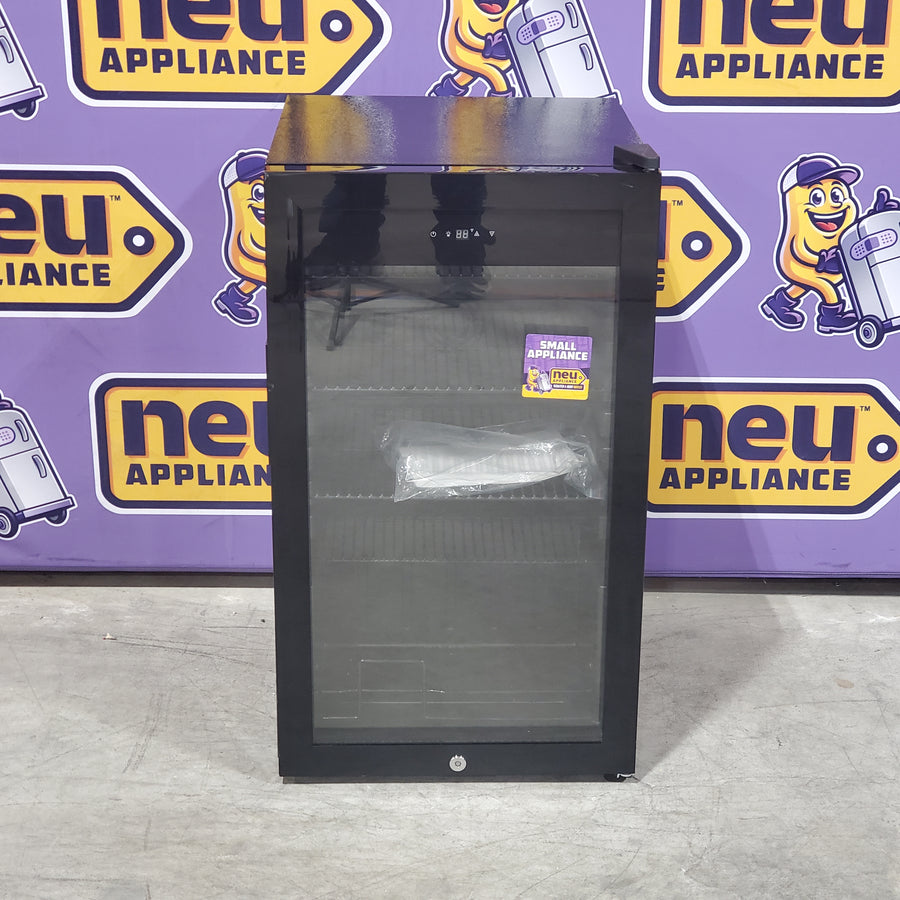HOOURE 128Cans 3.2 Cu.Ft Glass Door Mini Fridge for Drink Beer Soda Wine, with 4 Adjustable Removable Shelves in Stainless Steel 25133SD535 - TAYL86 - Scratch & Dent (Minor)